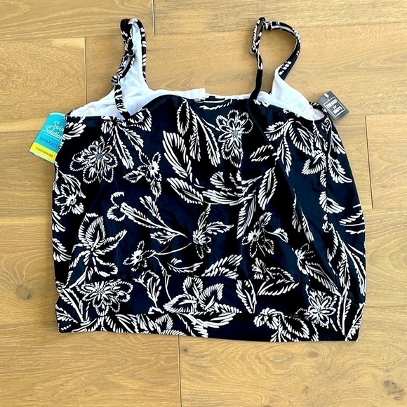 Nwt Swim Solutions Shirred Blouson Swim Tankini Top - Picture 2 of 3